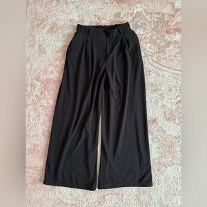 HALARA Black Waffle Knit Elastic Waist Pants